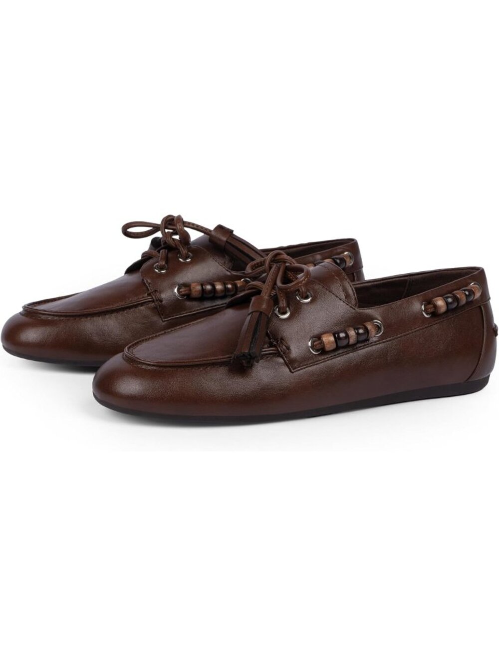 Women's Dark Brown Comfortable Dressy Fringe Driving Loafers Beaded Moccasins